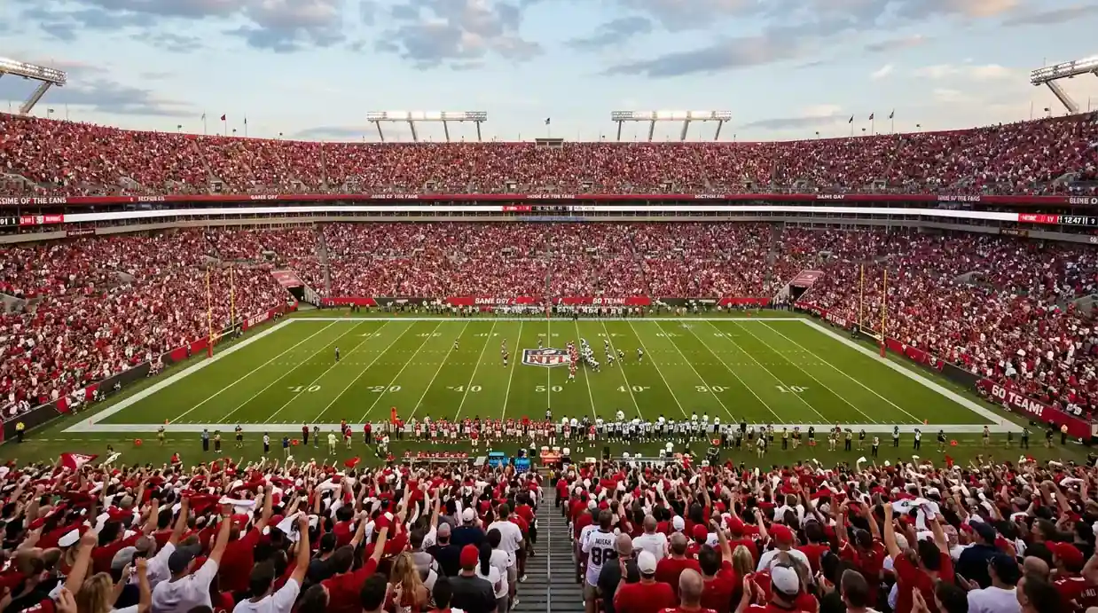 Packed NFL stadium with intense crowd atmosphere during a home game